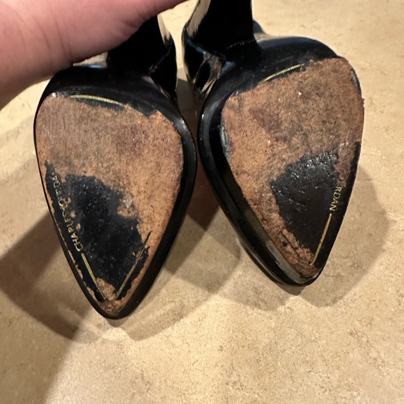 Charles Jordan Black Patent Leather 5.25” Heels 1”Platform Red-Insole W:7.5 SALE - Picture 13 of 14